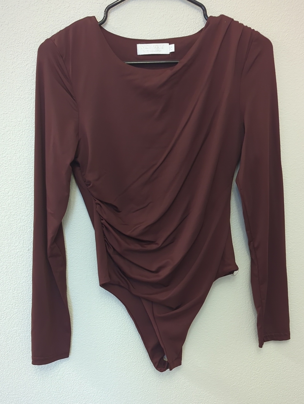 Muy Muy Wrap-Front Long Sleeve Bodysuit - Burgundy Junior XL
